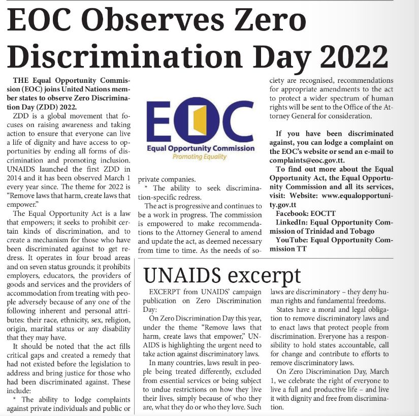 EOC Observes Zero Discrimination Day 2022